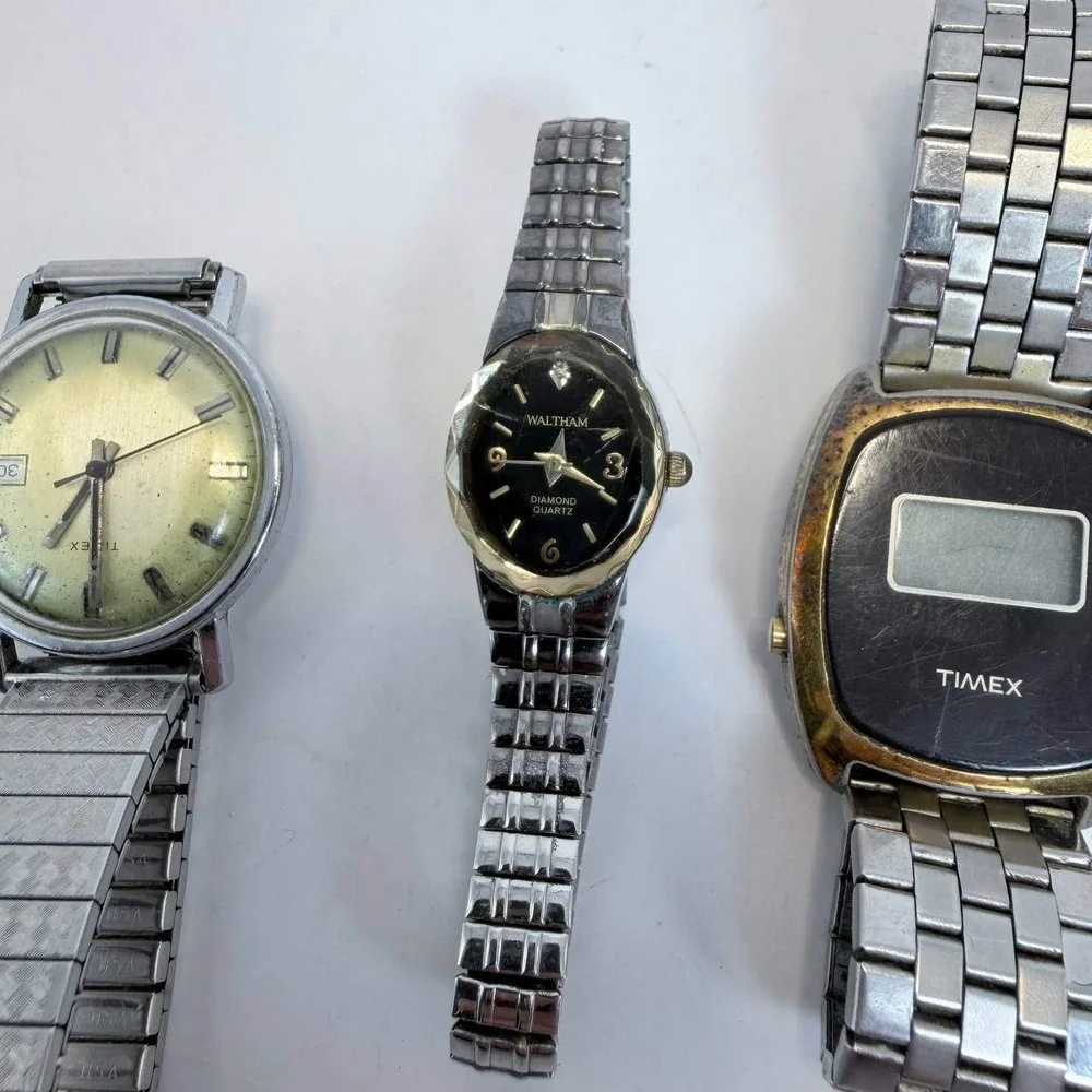 Vintage Watch Lot Timex Mechanical Digital Waltham Diamond Casio Quartz Untested